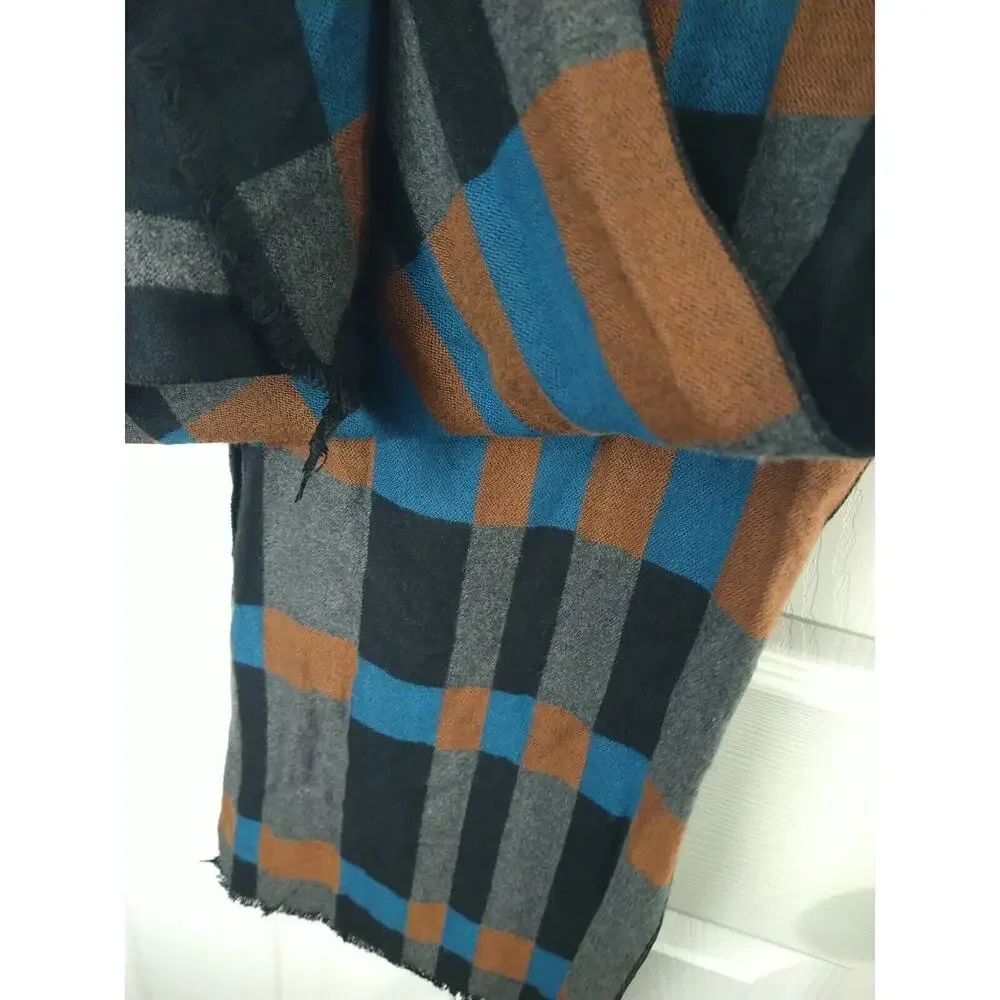 Melifluos Men's Scarf Blue Black Grey Brown Colorblock Reversible